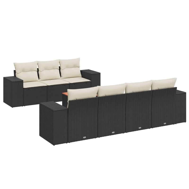 vidaXL Patio Sofa Set with Cushions Outdoor Furniture 8 Piece Poly Rattan - 21.7 x 21.7 x 14.6