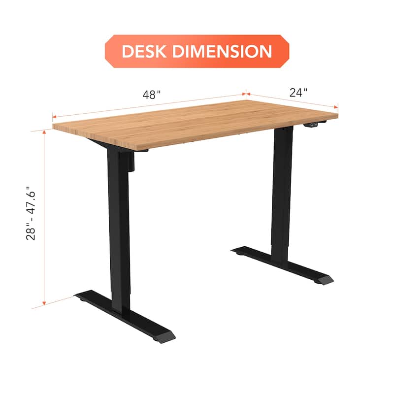 FLEXISPOT 48"x24" Home Office Electric Height Adjustable Standing Desk Sit Stand Desk Natural Bamboo Desk Top