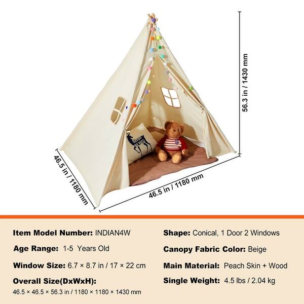 dimension image slide 0 of 4, Kids Play Tent for Indoor and Outdoor, Yurt Tent for Boys and Girls
