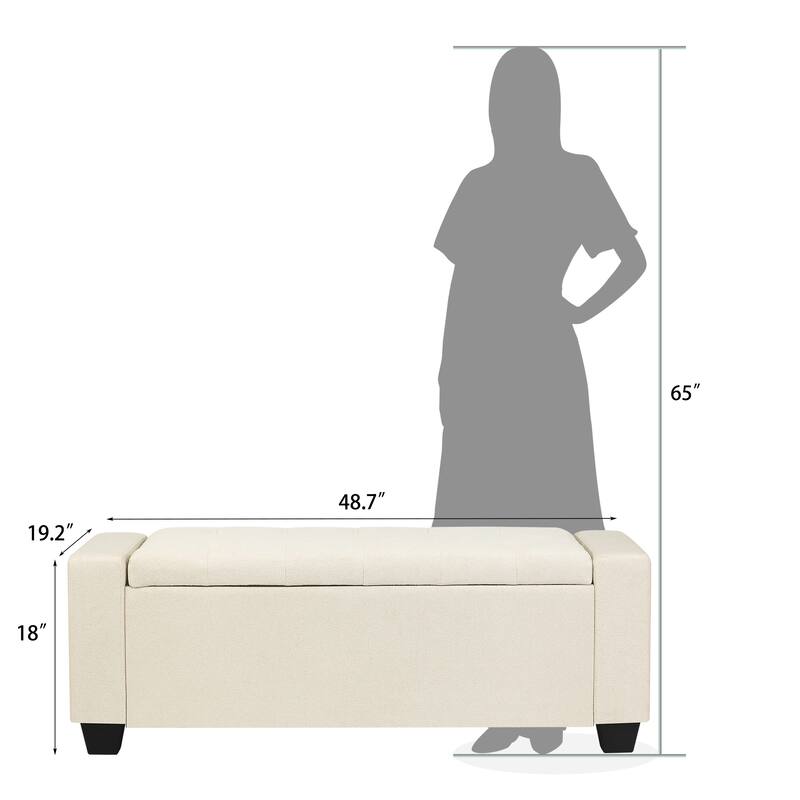 Adeco Rectangle Storage Ottoman Bench for Living Room, Bedroom