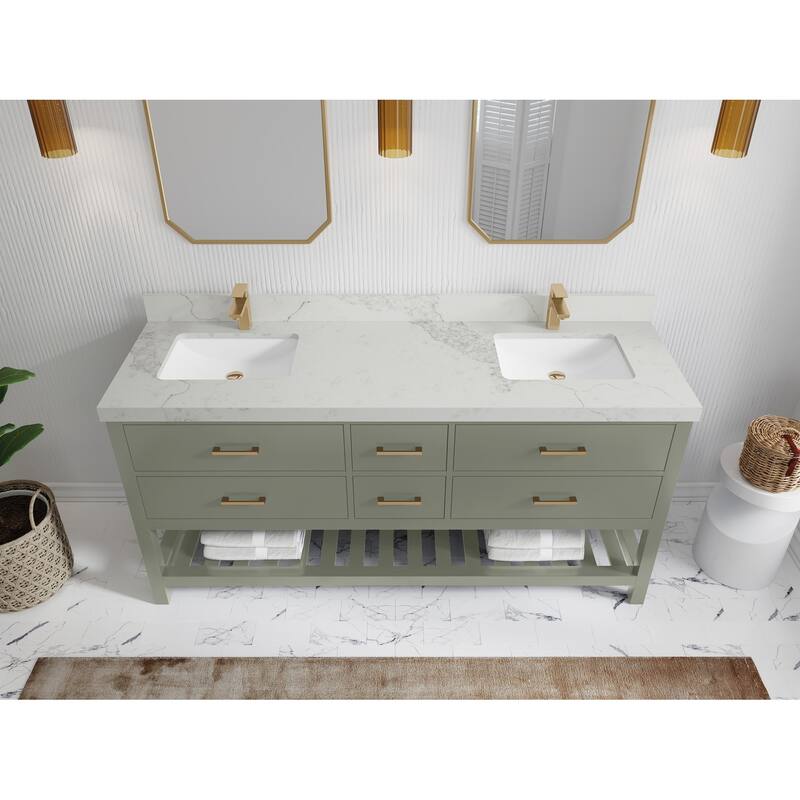Willow Collections 72 in. W x 22 in. D Parker Double Sink Bathroom Vanity with Countertop