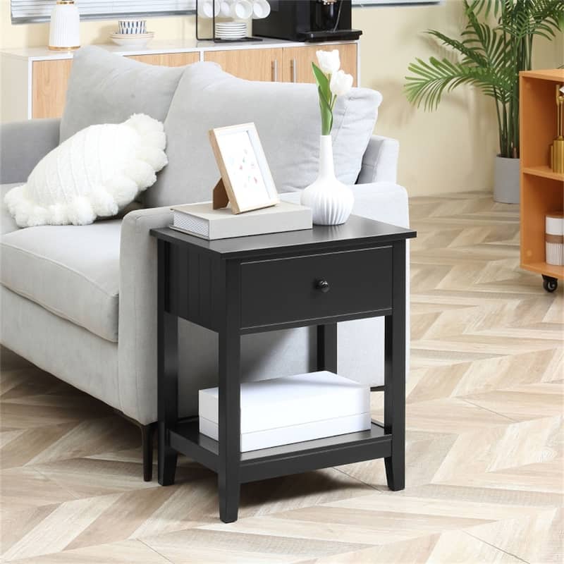 MDF Coffee Table with Drawer and Bottom Shelf - 19.75'' W x 13.75'' D x 23.5'' H