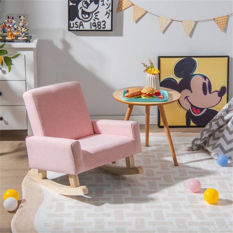 Kids Rocking Chair with Solid Wood Legs - Overstock - 37478486