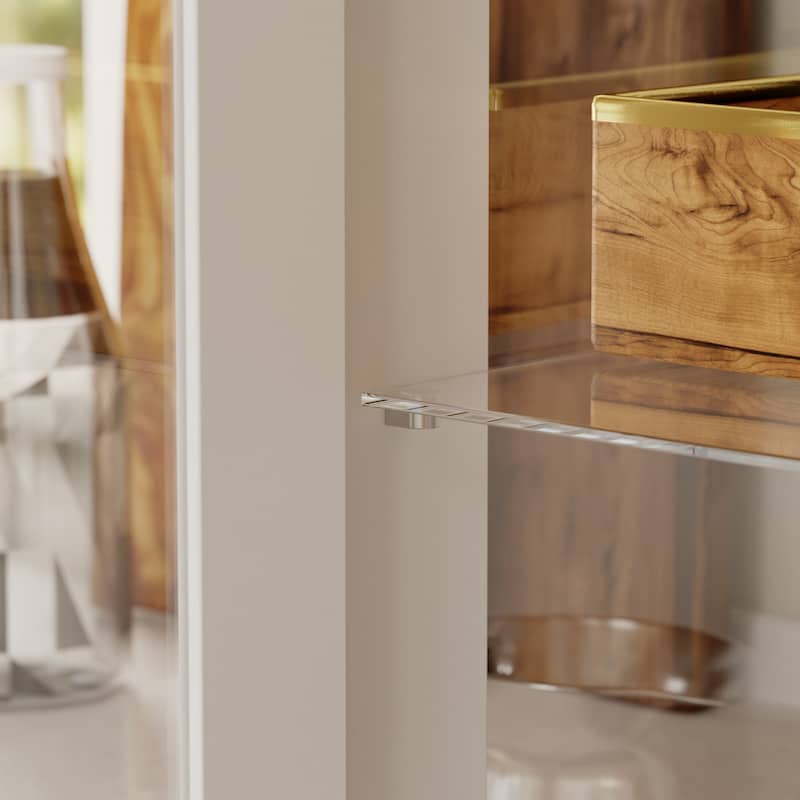 Display Cabinet with Glass Doors,Adjustable Shelving for Collectibles,Storage Cabinet Bookshelves,White