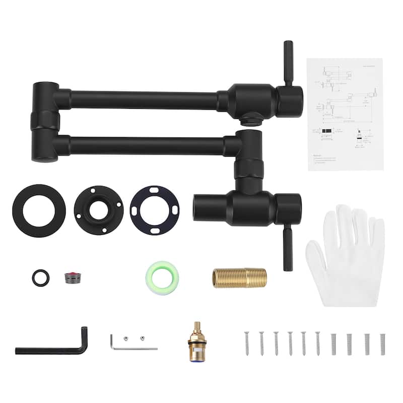 WOWOW Wall Mounted Pot Filler Faucet with Double Joint Swing Arms