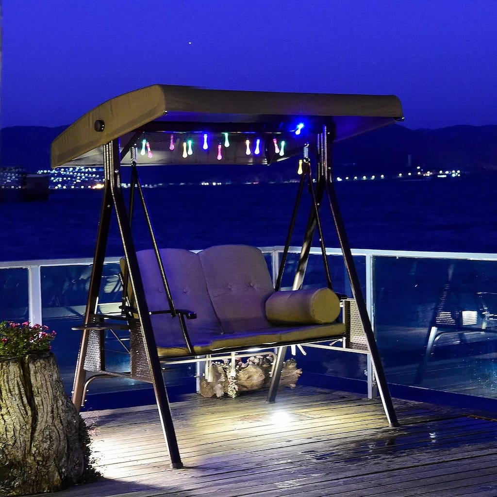 PURPLE LEAF Deluxe Outdoor Patio Porch Swing with Weather Resistant Steel Frame, Cushions and Pillow Included