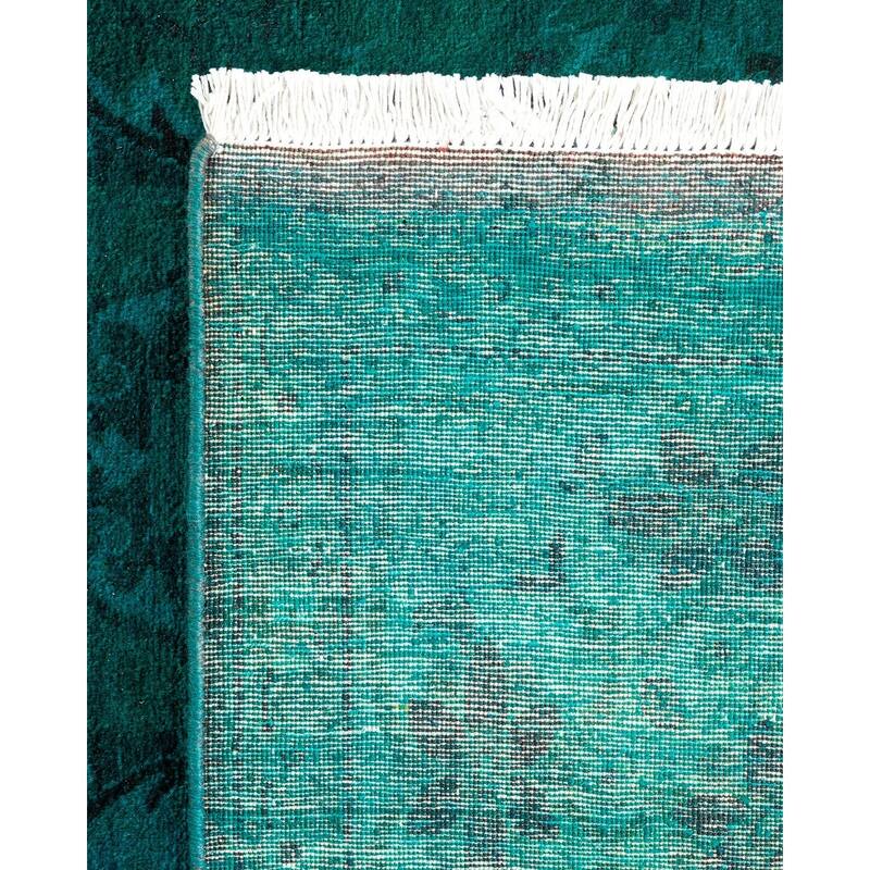 Overton Hand Knotted Wool Vintage Inspired Modern Contemporary Overdyed Blue Area Rug - 4' 1" x 5' 7"
