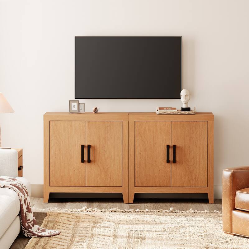 WAMPAT Farmhouse Buffet Cabinet with Door, Kitchen Sideboard for Dining & Living Room