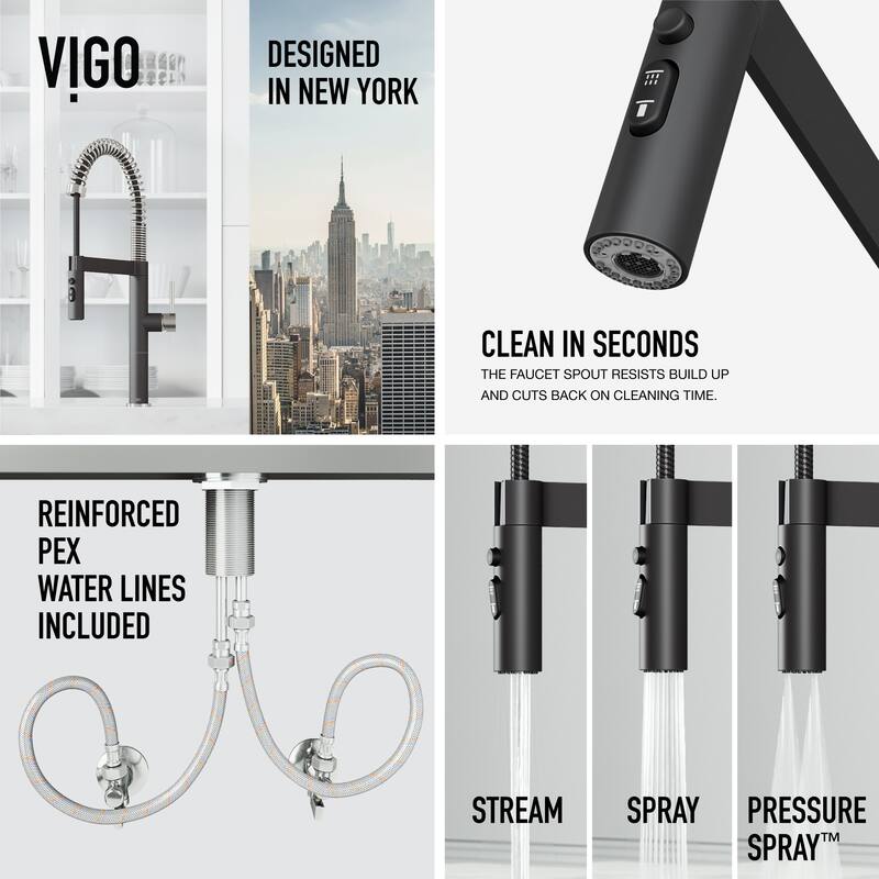VIGO Edison Pro 20" H Single Handle Pull-Down Sprayer Kitchen Faucet