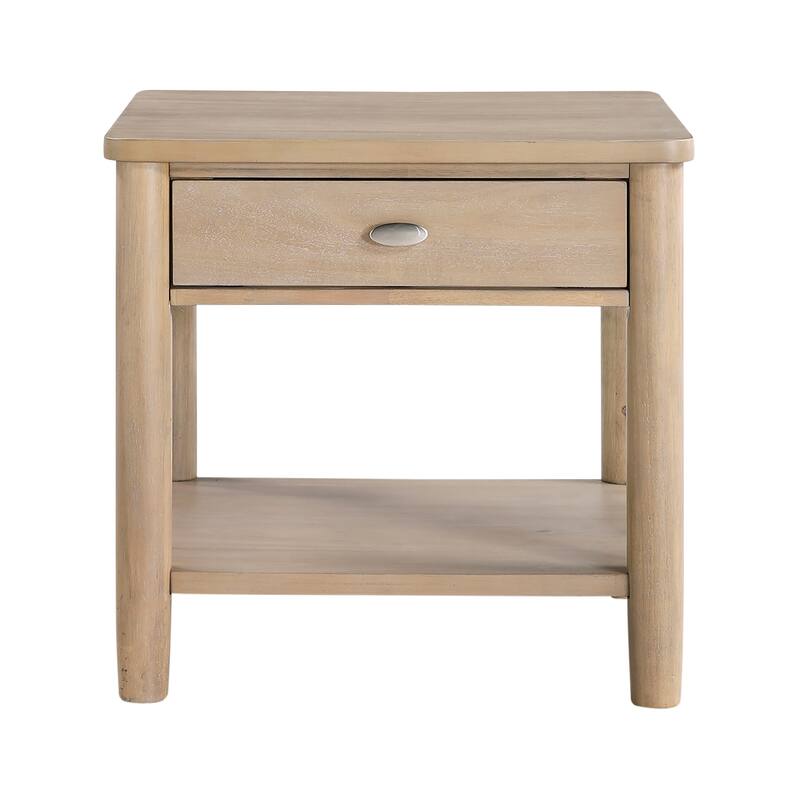 Contemporary End Table with Drawer and Shelf Dark Cherry Finish Wooden Furniture 1pc