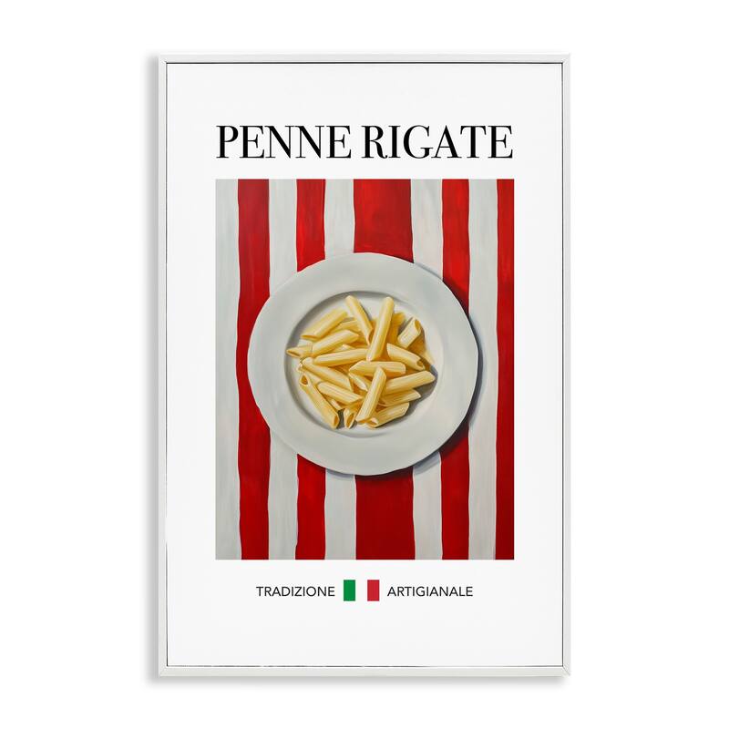 Stupell Traditional Penne Rigate Pasta Framed Giclee Art Design By Andreas Magnusson - 12 x 18 - White