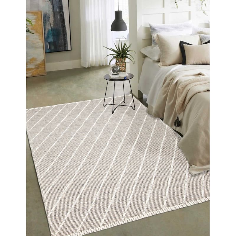ECARPETGALLERY Braid weave Sienna Cream Wool Rug - 5'2 x 7'5