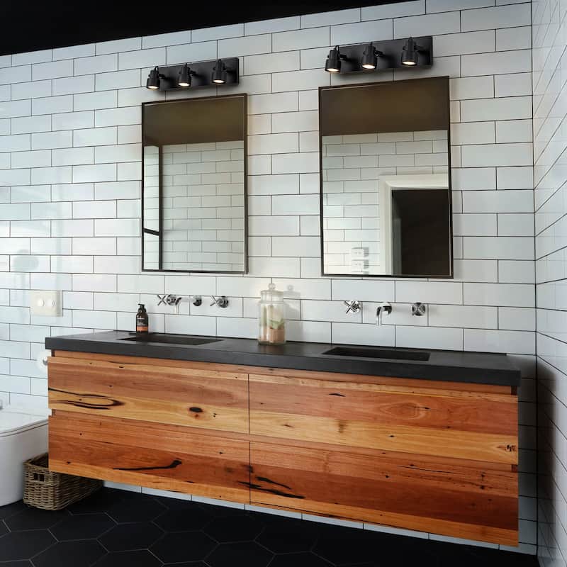 Modern 3-Light Rotatable Vanity Light Bathroom Wall Sconce - Black