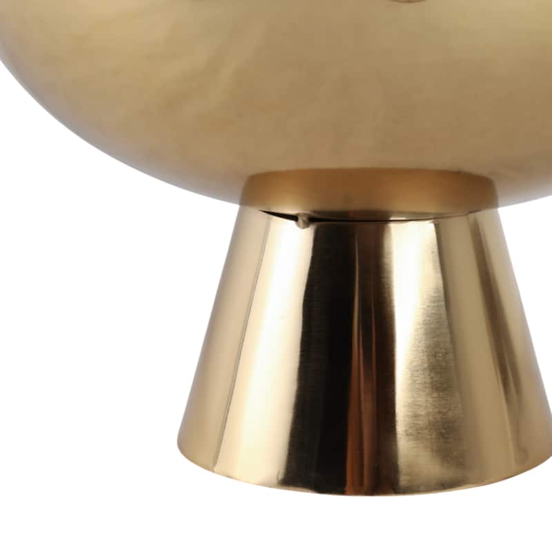 Metal Bowl with Stone Pedestal Base and Crystal Textured Accents