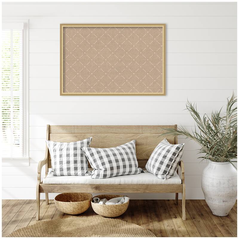 Kate and Laurel Pinboard Beige Lattice Pattern