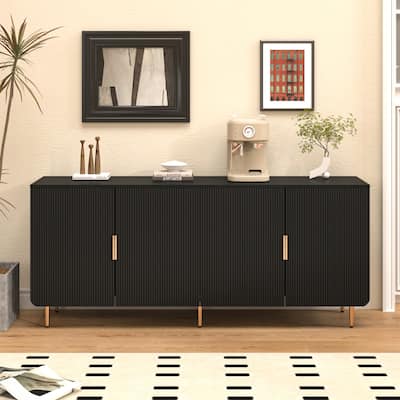 Dresser Cabinets,Lockers,Sideboard,Buffet Cabinet,Buffet Service Desk,Metal Legs,Handles,Door Panels Are Corrugated Pattern