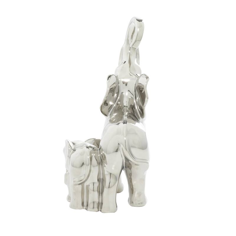 Ceramic Elephant Decorative Sculpture - Silver - Roche River Decor