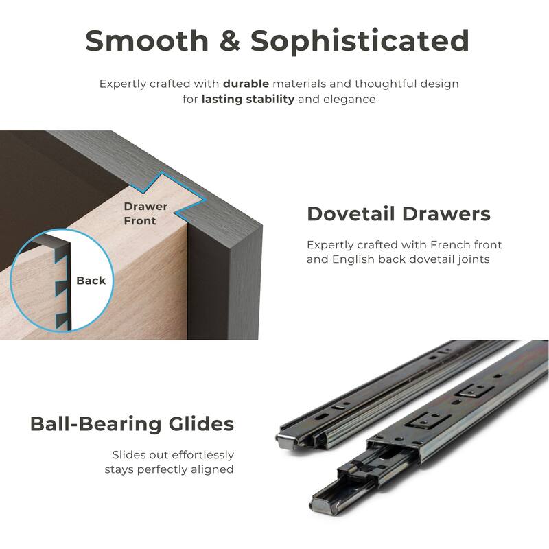 Furniture of America Durem II Modern 3-Piece Solid Wood Panel Bedroom Set with Oversized Nightstand and Chest