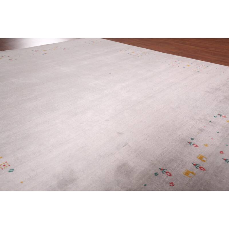 Tribal Gabbeh Indian Square Area Rug Hand-Knotted Wool Carpet - 7'5"x 7'9"