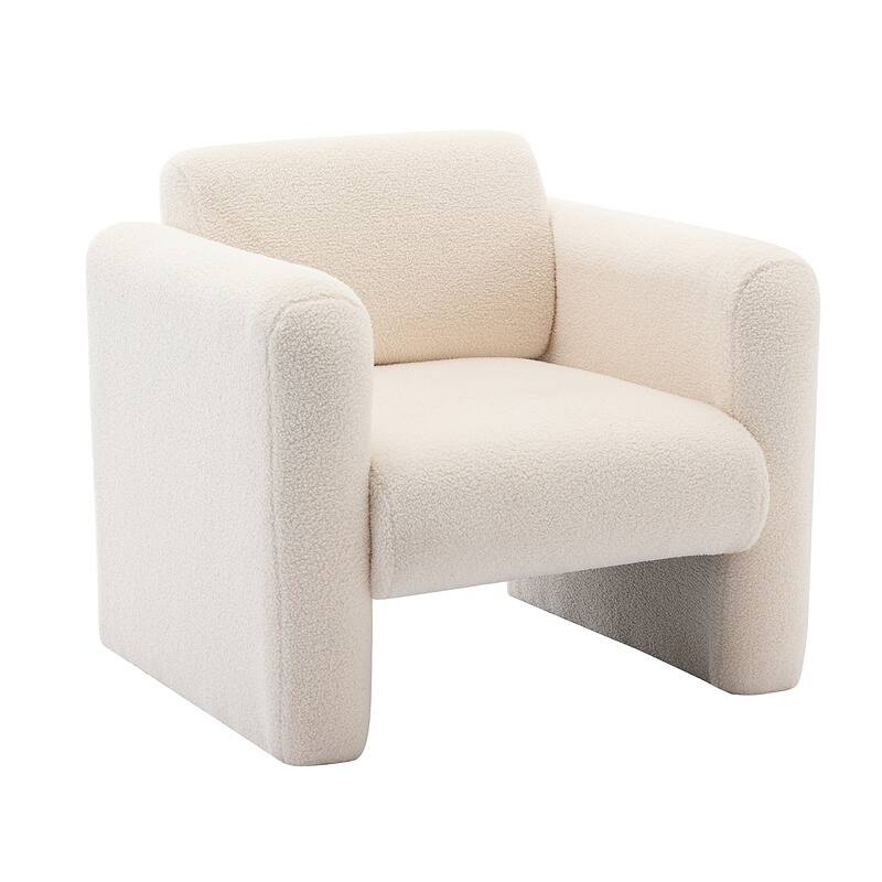 Modern Accent Chair Lambskin Sherpa Fabric