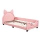 preview thumbnail 5 of 4, Pink Twin Size PU Leather Upholstered Daybed with Carton Ears Shaped Headboard, Nailheads Decoration