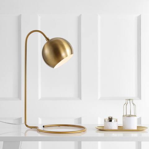 SAFAVIEH Lighting 22-inch Bartolo Brass Gold Task LED Table Lamp - 14"x11"x22"