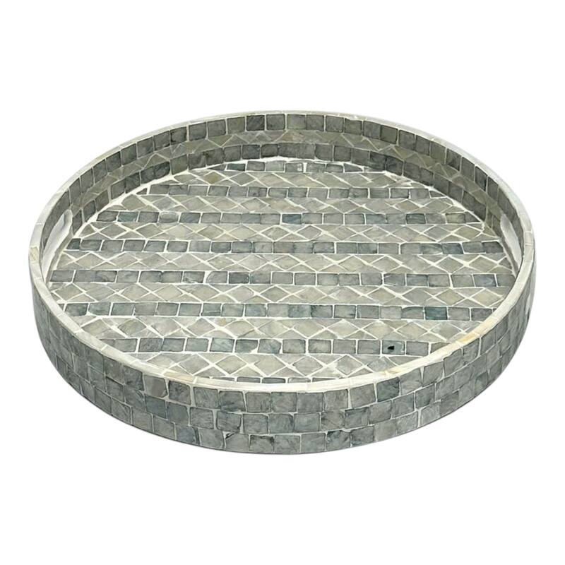 Wood Capiz Decorative Tray Shell Inlay Frame for Stylish Accent Piece - 15.75" x 15.75" x 2"