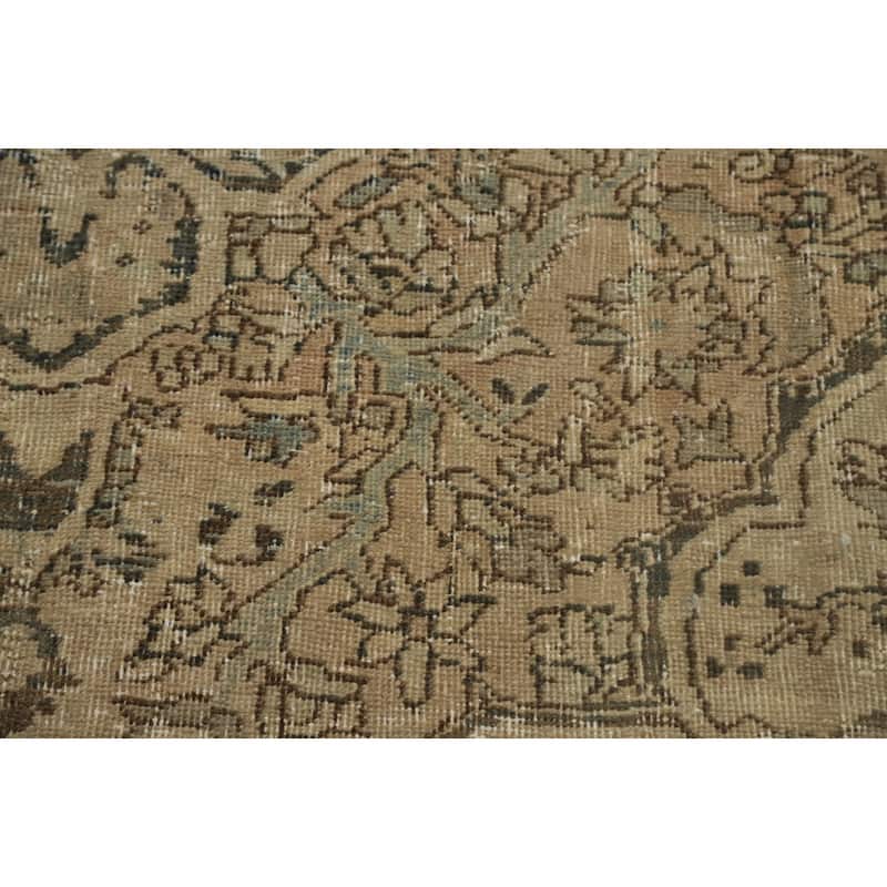 Hand Knotted Oriental 100% Wool Carpet Traditional Floral Beige & Ivories Heriz Area Rug - 11' 2'' X 7' 8''