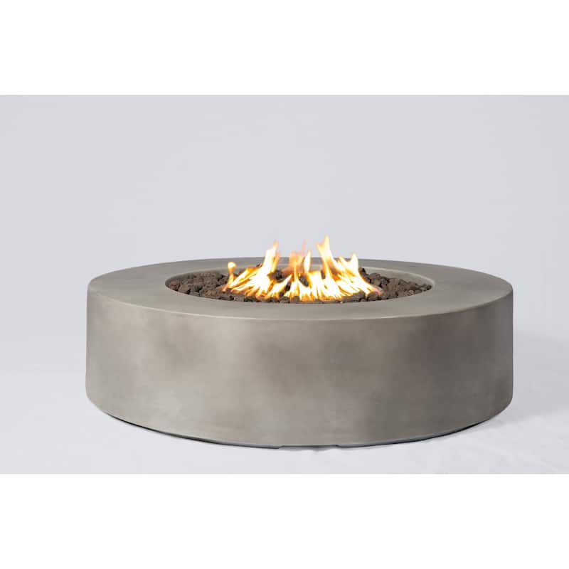Living Source International Santiago Cast Concrete Firepit Table - 46 - Grey