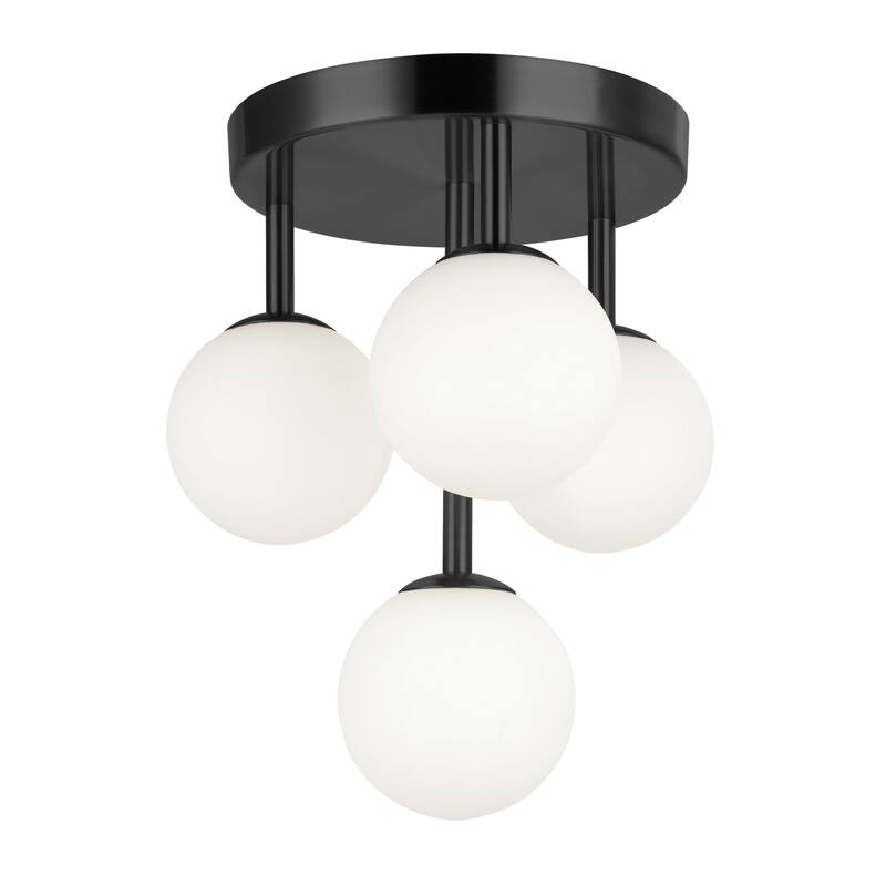 4 Light Flush Mount Ceiling Light - City Chic Matte Black Modern Design - 11.75