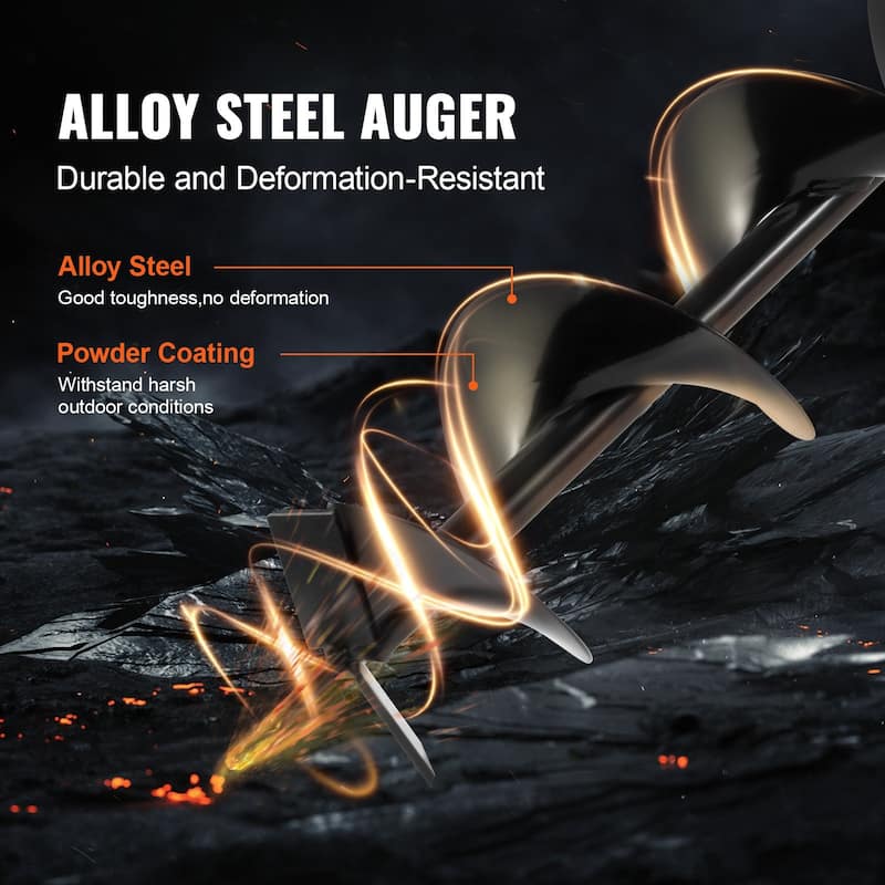 Gas Post Hole Digger 52CC 1450W with 8 inch Drill Bits with1 Extension Rod