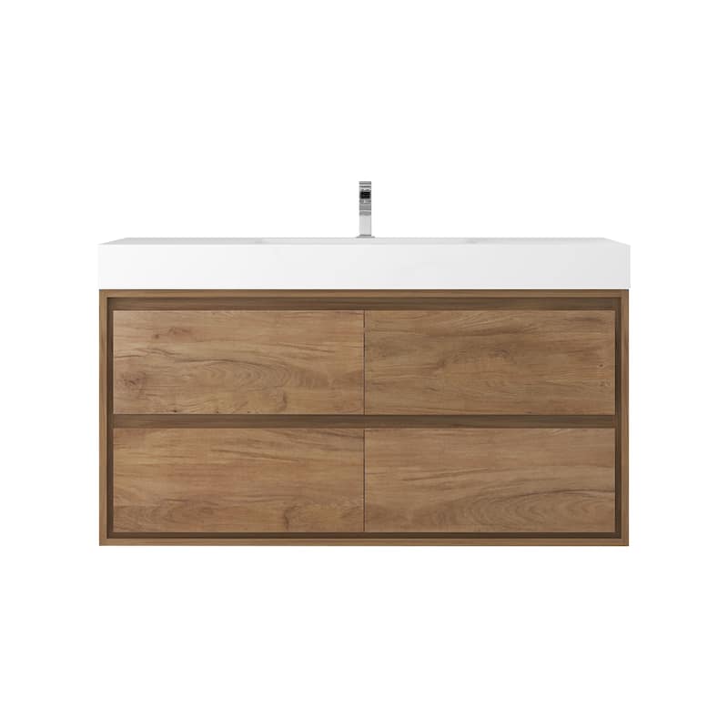 Morava 48" Floating Vanity with Single Sink - 48 - White Oak