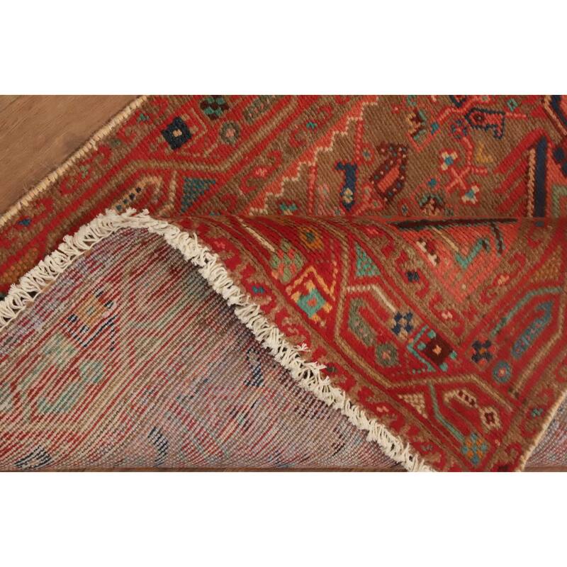 Hand Knotted Oriental 100% Wool Carpet Traditional Geometric Brown Mahal Runner Rug - 10' 1'' X 2' 7''