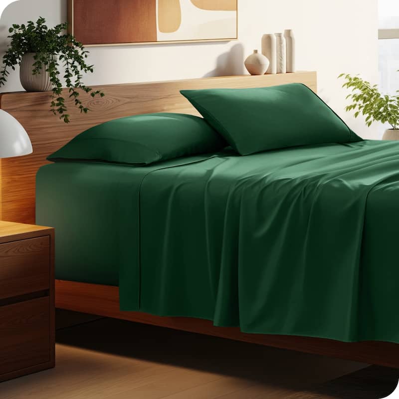 Bare Home 22 Inch Deep Pocket Microfiber Sheet Set - Twin XL - Forest Green