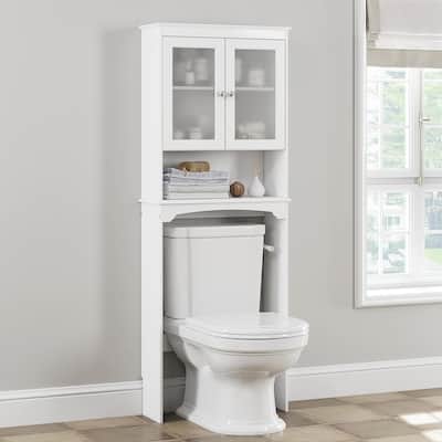 COSTARS Over The Toilet Cabinet for Bathroom Storage, Above Toilet Storage Cabinet with Glass Doors, White