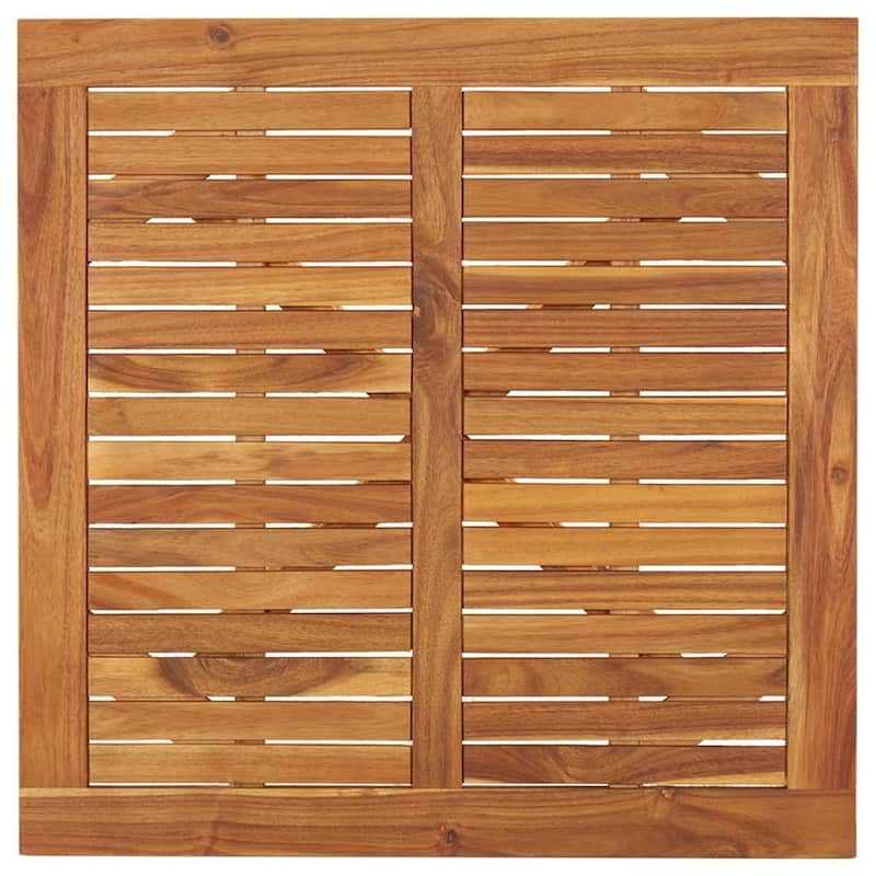 Outdoor Breakfast Bistro Table, Square 34 Inch Brown Solid Acacia Wood