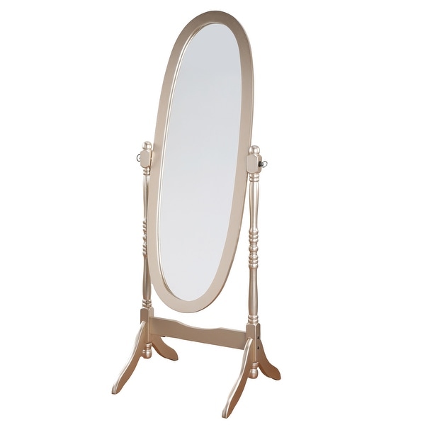 Traditional Queen Anna Style Wood Floor Cheval Mirror - Bed
