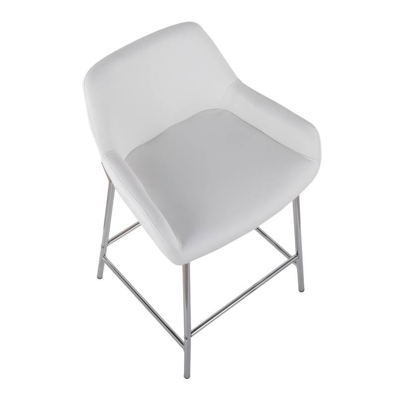 Silver Orchid Galotti Chrome Fixed-Height Upholstered Counter Stool - Set of 2