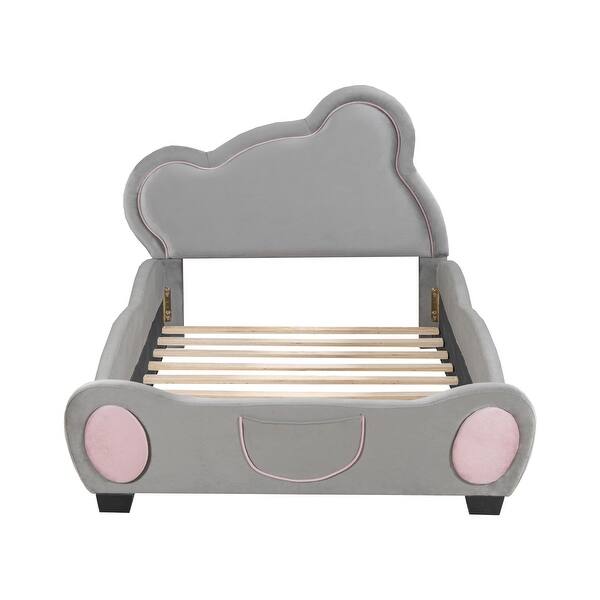 slide 2 of 21, Twin Bear Platform Bed with Pockets, Fun for Kids Gray - Twin
