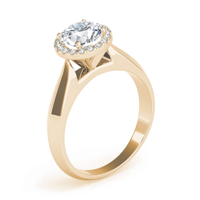 Auriya 14k Yellow Gold Lab Grown Round Diamond Halo Engagement Ring 0.50 to 5.00 ct. tw. (F-G VS)