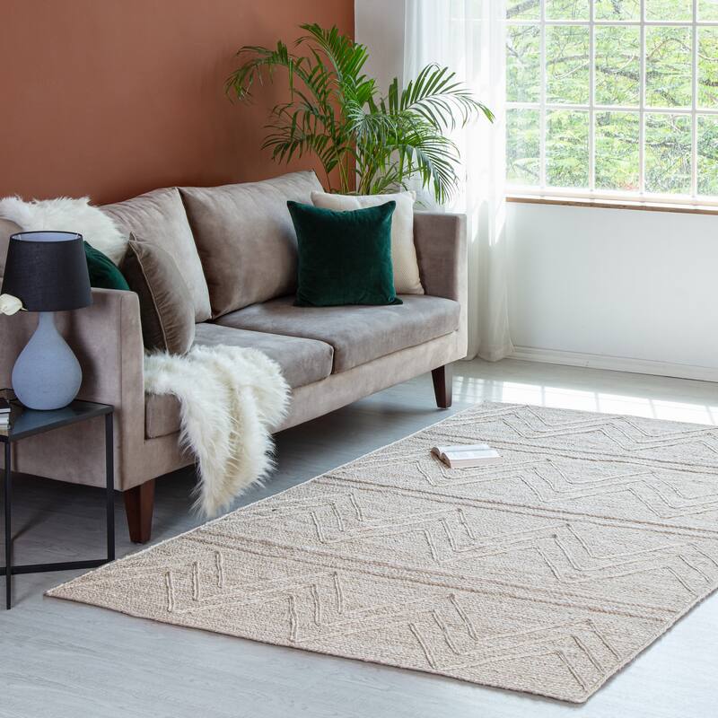 Jani Kresty Ivory Chevron Braided Area Rug - Elegant and Stylish Design