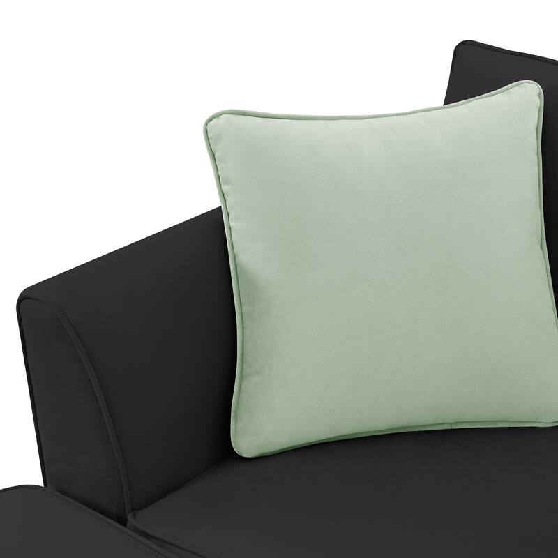 112" Fabric Modular Sectional Sofa with Ottoman & 3 Pillows (7-Piece Set)