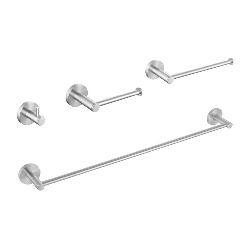 Circular 4-Piece Bathroom Hardware Set - Brushed Nickel
