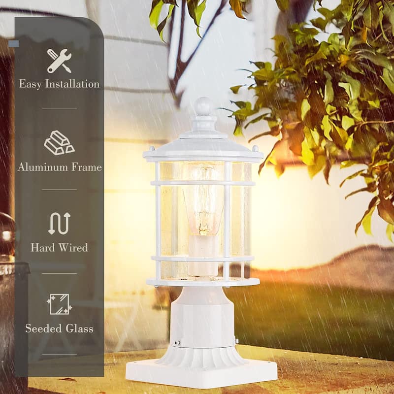 12.5 Inch Outdoor Post Light Lantern with Seeded Glass