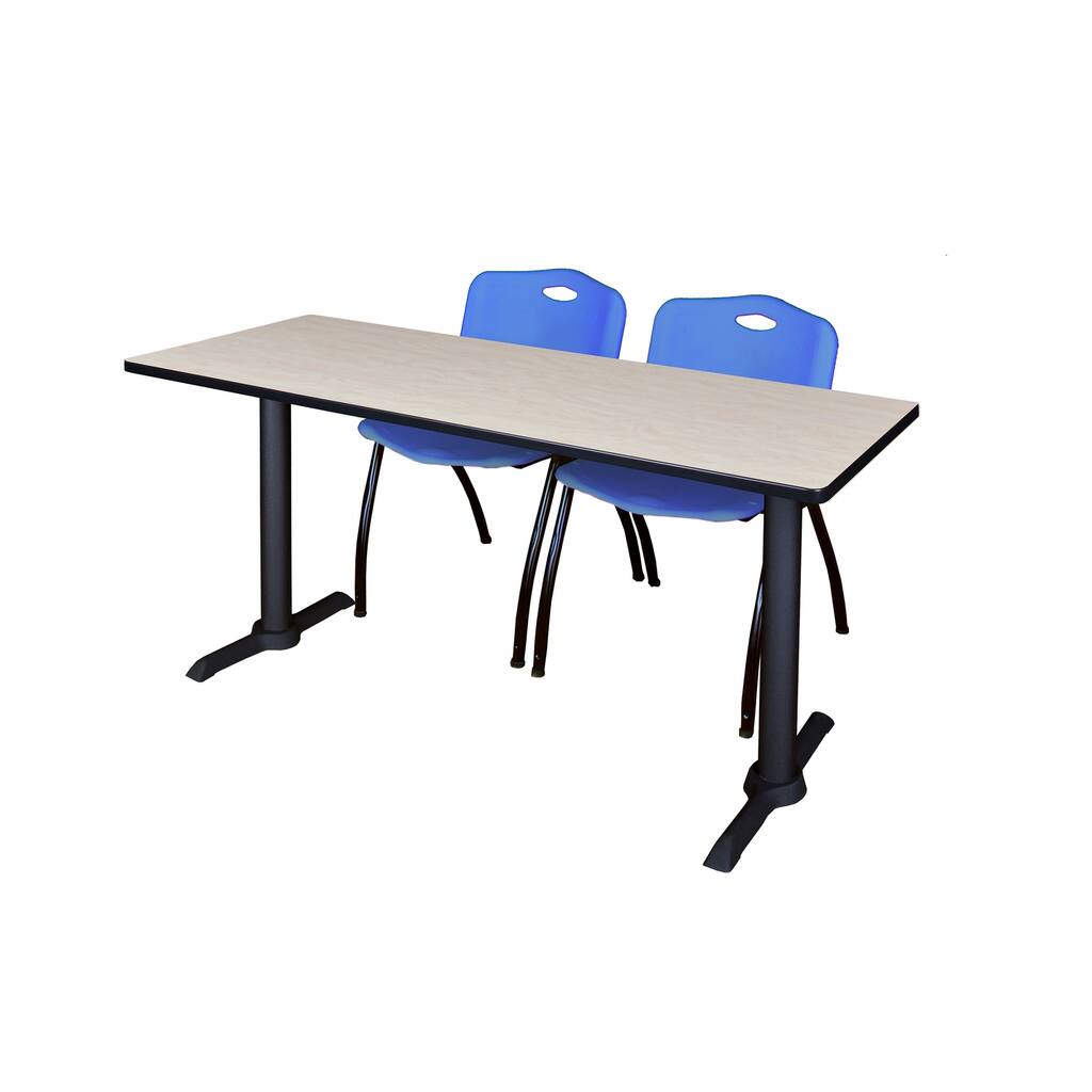 66" x 24" Training Table- Maple & 2 'M' Stack Chairs- Blue