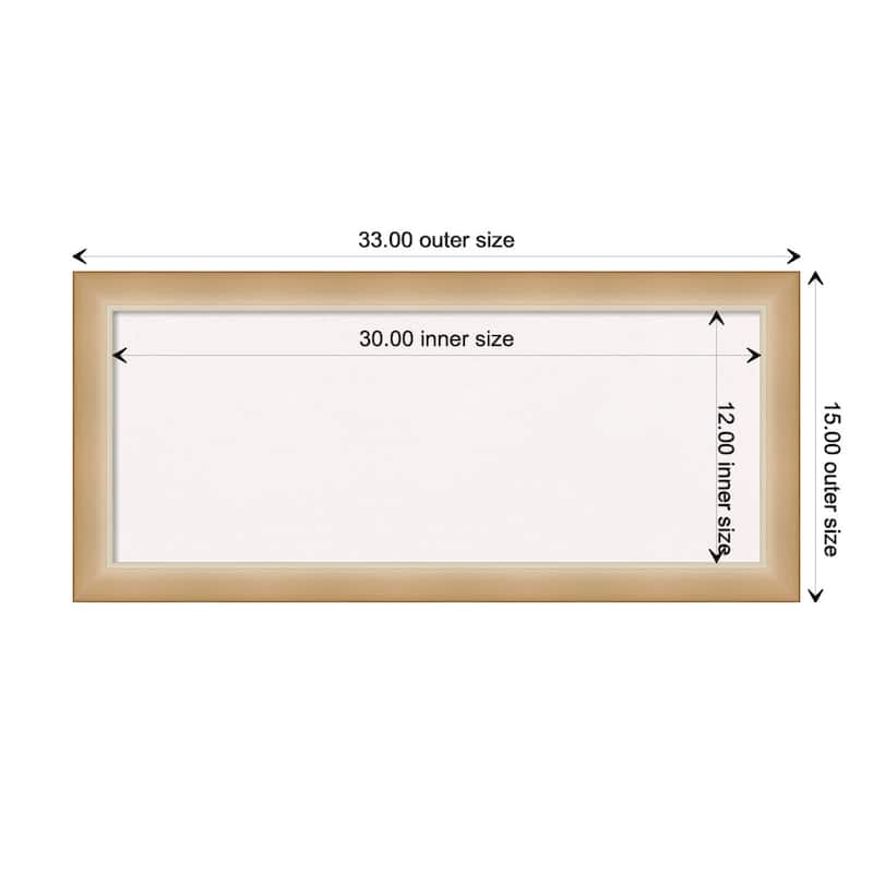 Eva Narrow Framed White Corkboard Bulletin Board - Eva Ombre Gold Narrow - Board Size 30x12