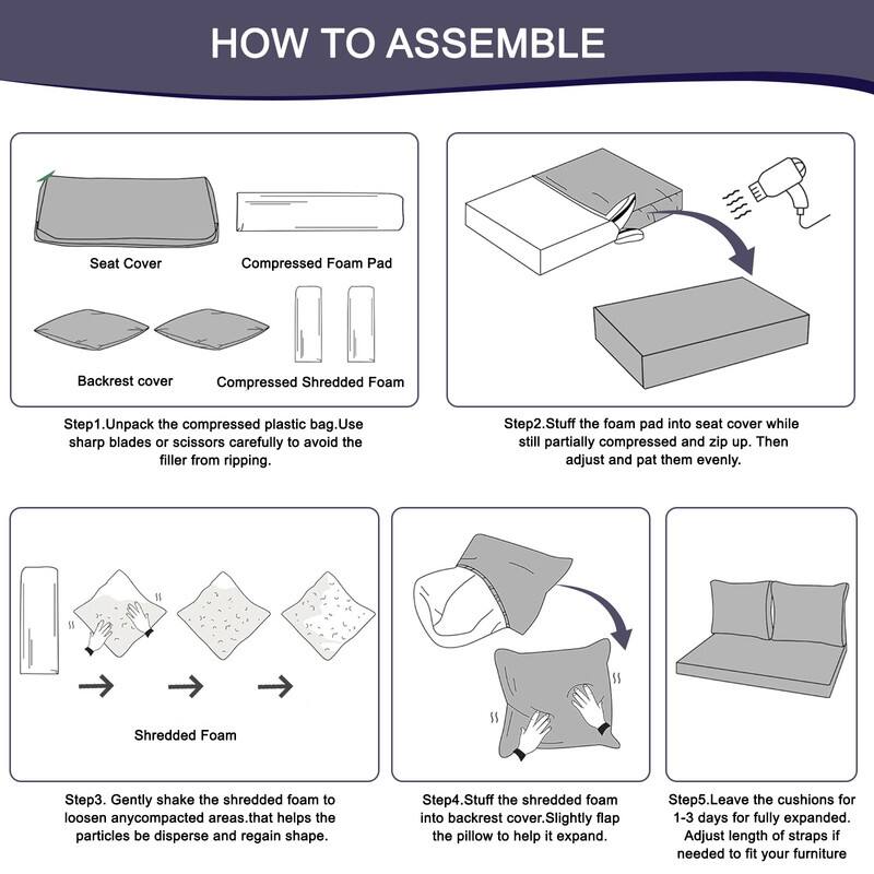 Outdoor Loveseat Cushion Set (Set of 1 Seats,48x24in, 2 Backs,24x18in )