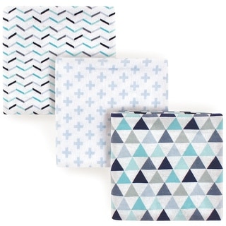 Luvable Friends Baby Boy Cotton Flannel Receiving Blankets, Boy Geometric, One Size - Boy Geometric - One Size