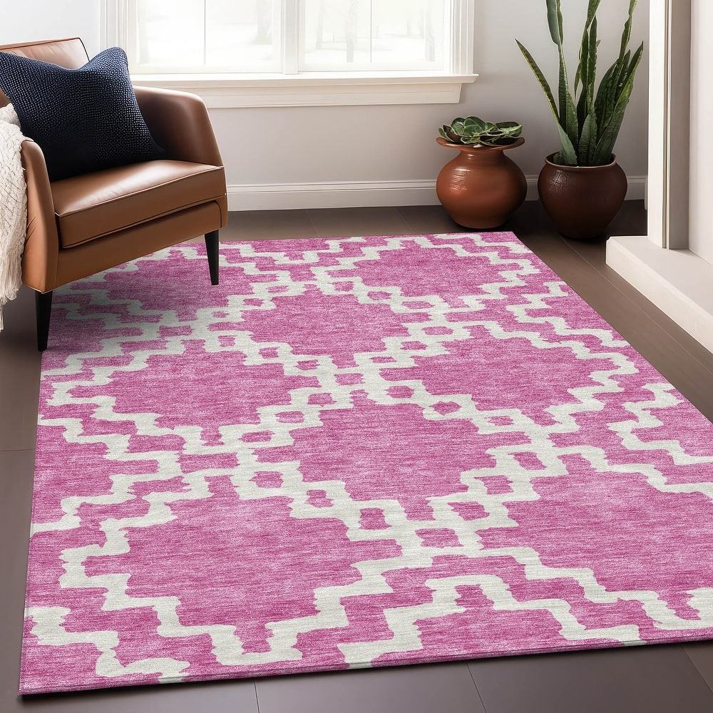 Premium Washable Super Soft Geo Trellis Mayfield Rug