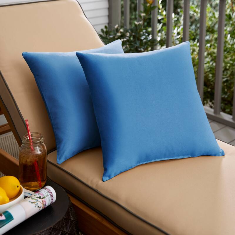 Sorra Home Outdoor Knife Edge Pillow Set of 2 - Poly Solid - Blue